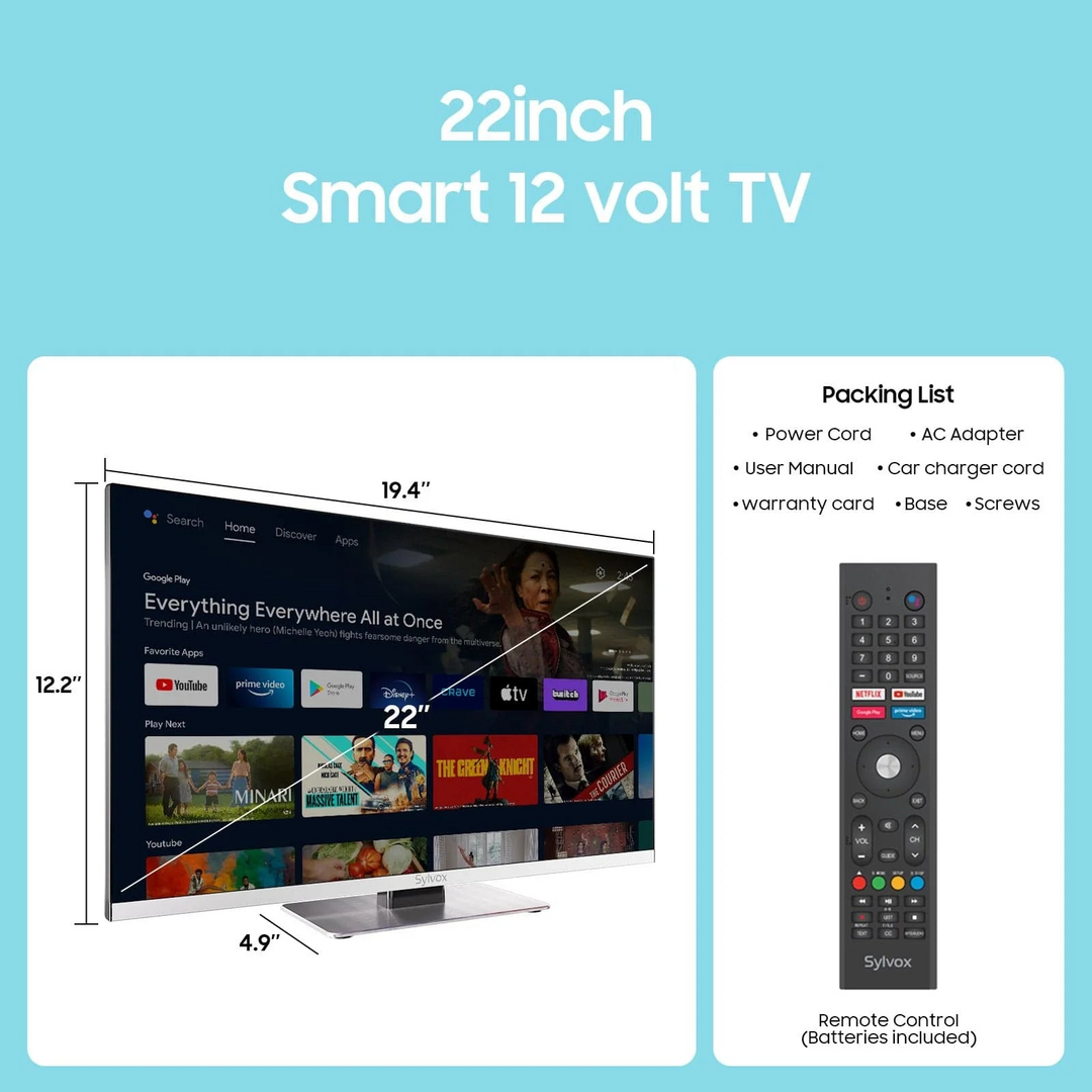 <b>NEW</b> - 22" 12V DVD TV for Home and Marine Use(Marina series)
