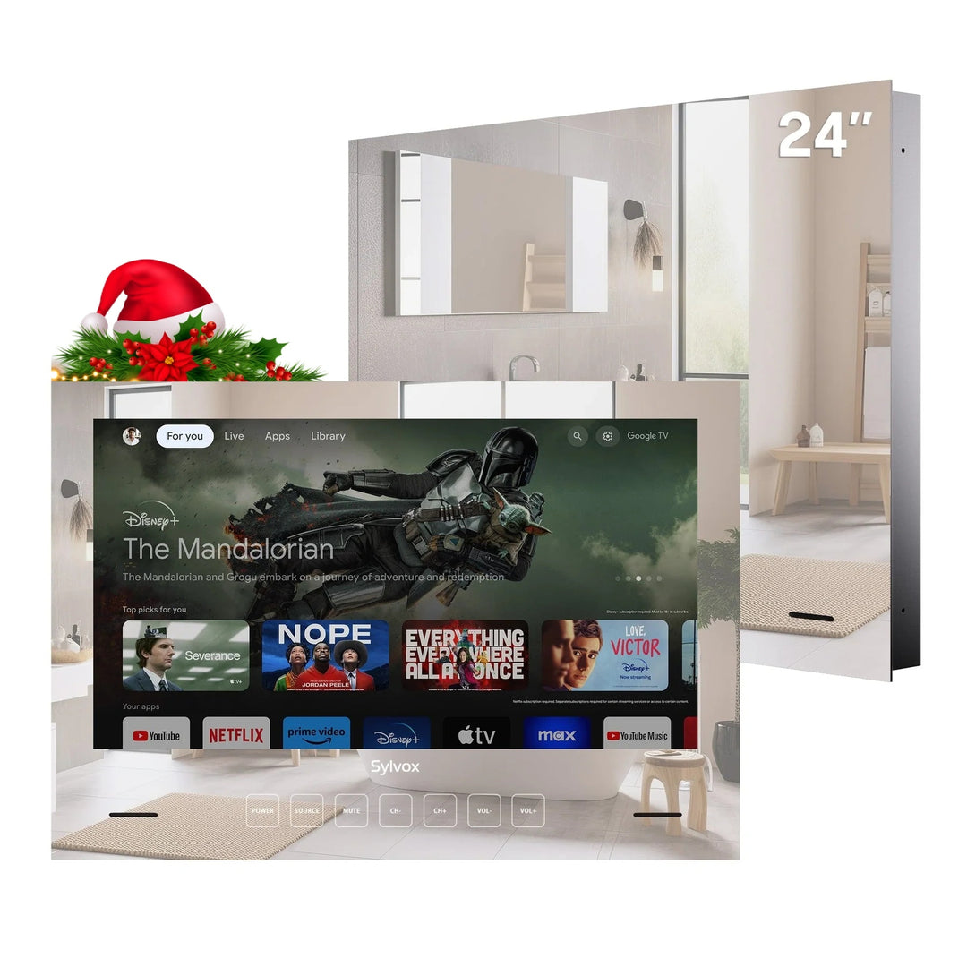 24" Waterproof Smart Mirror TV for Bathroom (Embedded Wall Model)