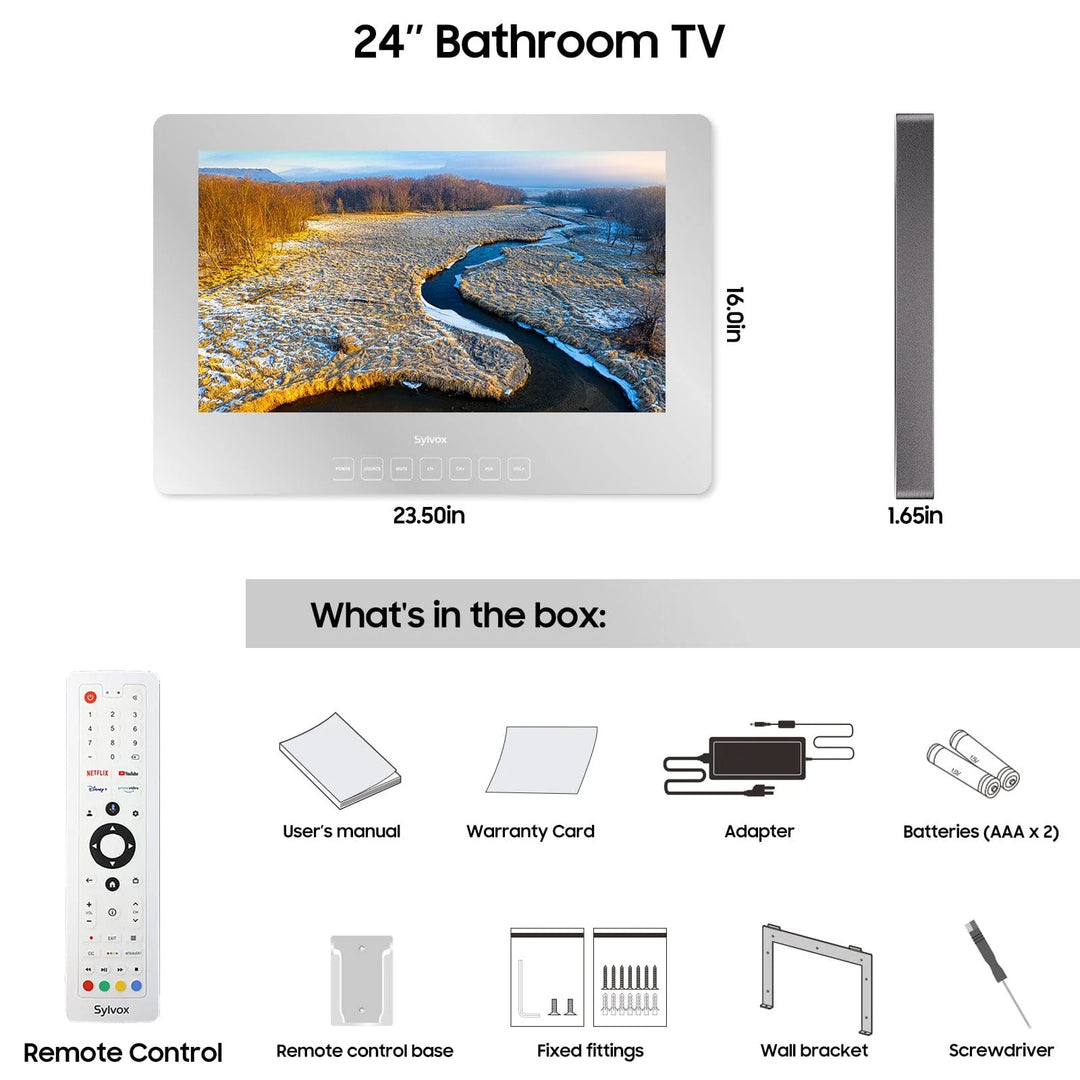 24" Waterproof Smart Magic Mirror TV for Bathroom(2024 On Wall Model)