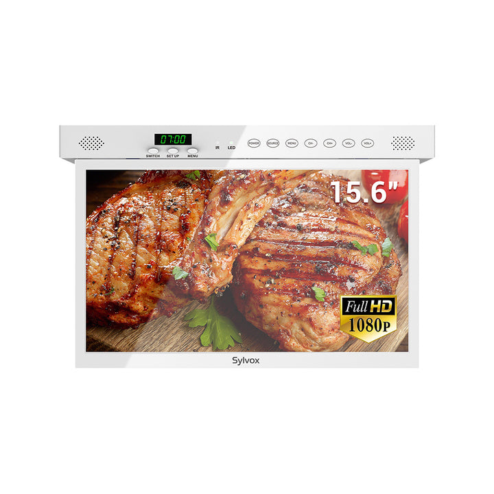 Sylvox 15.6'' Smart Under Cabinet TV for Kitchen (White)