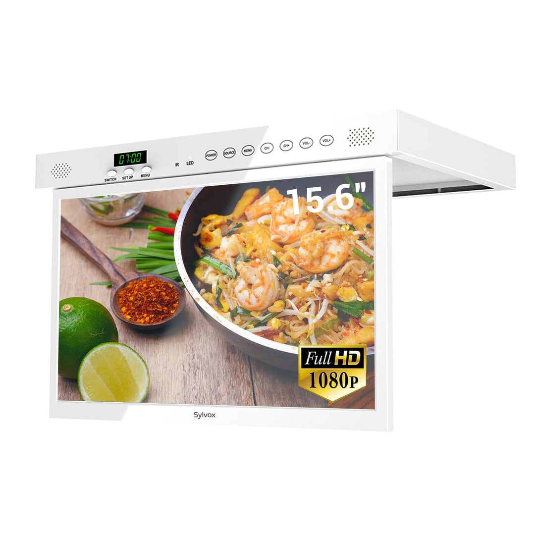 Sylvox 15.6'' Smart Under Cabinet TV for Kitchen (White)
