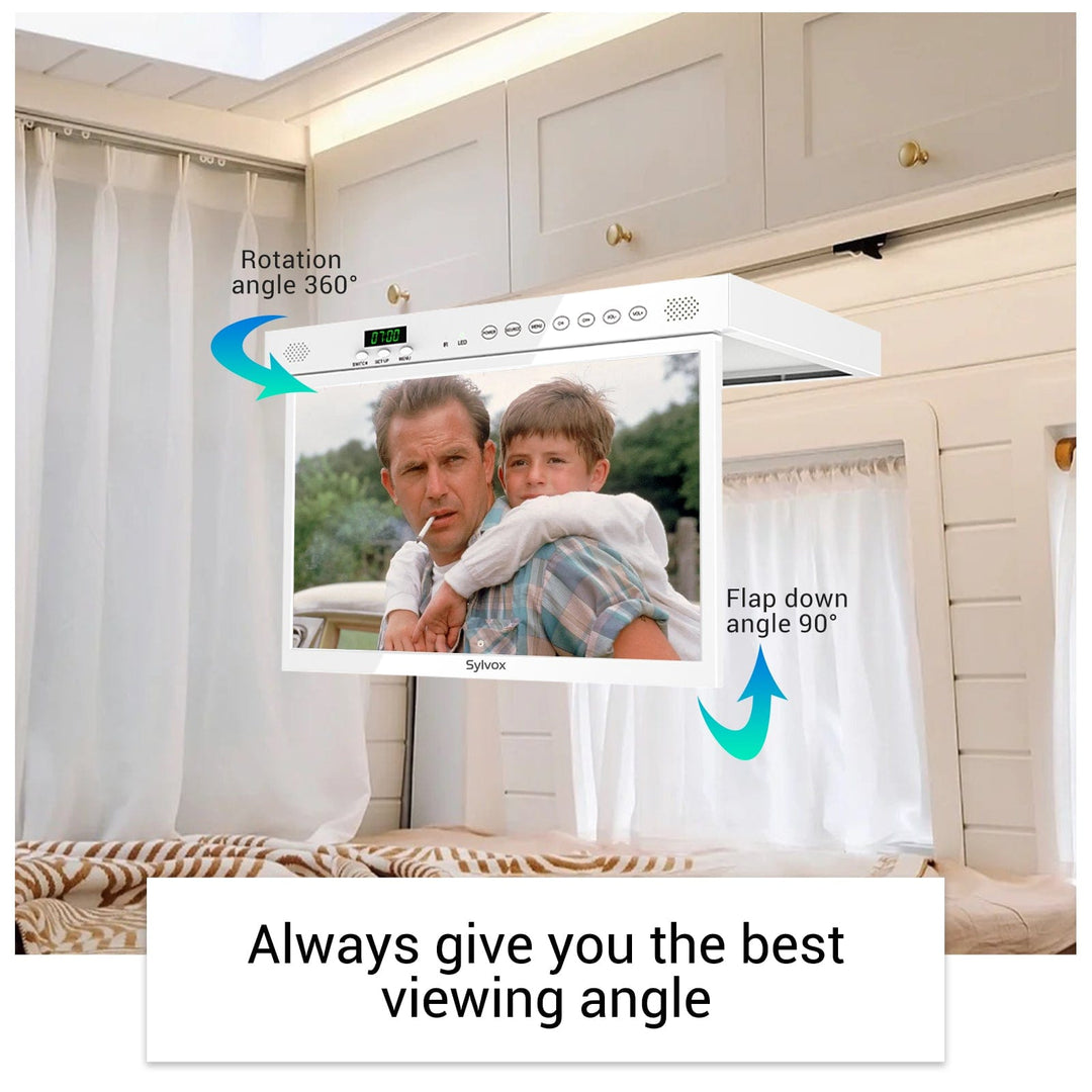 Sylvox 15.6'' Smart Under Cabinet TV for Kitchen (White)