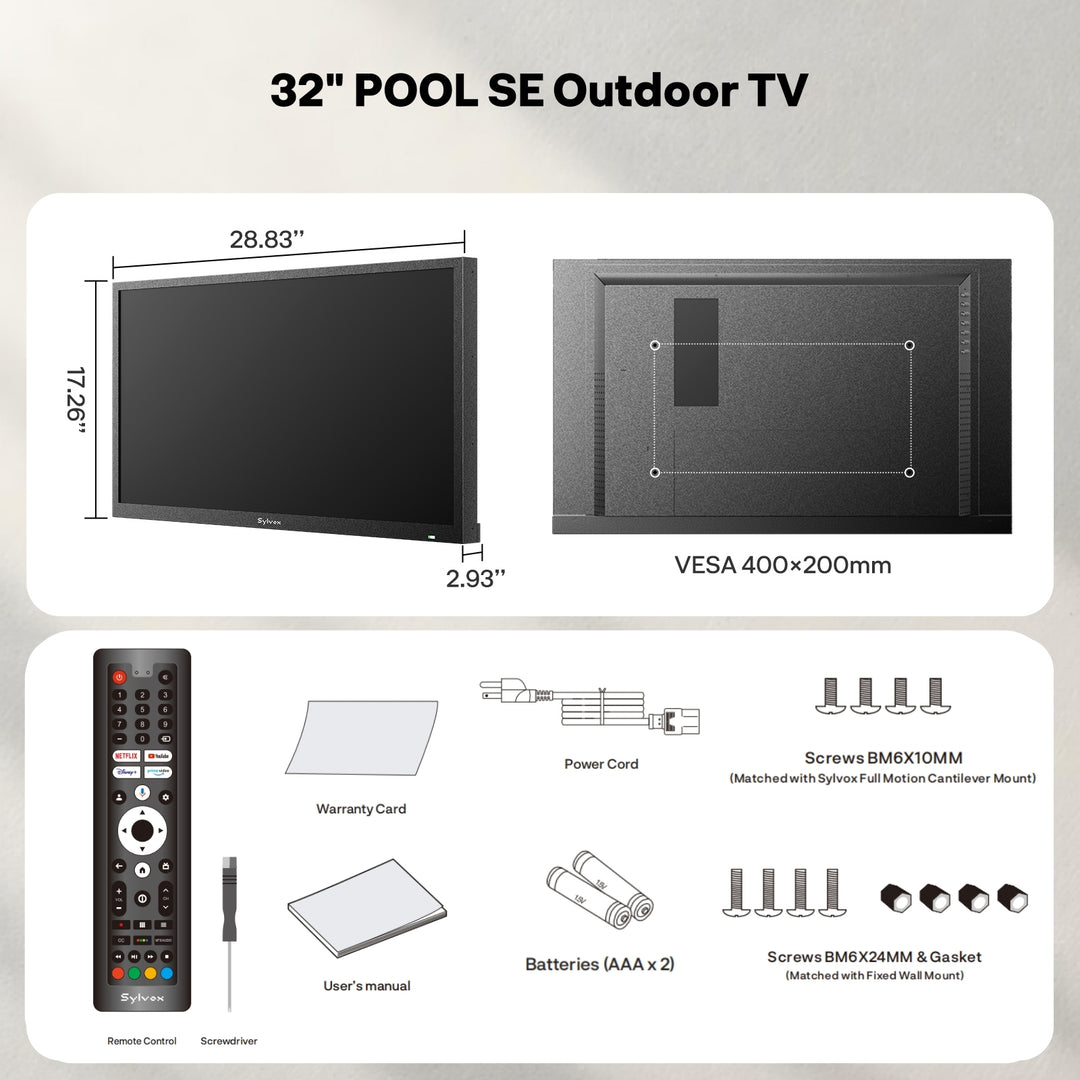 32'' 1500Nit Pool SE Google TV (2025 Model)