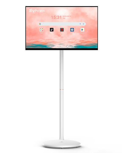 <b>NEW</b> - Sylvox 27'' Rolling TV – Portable Battery-Powered Smart Touch Screen