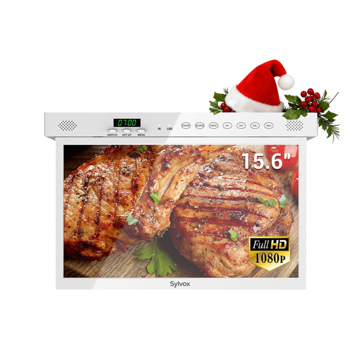 Sylvox 15.6'' Smart Under Cabinet TV for Kitchen (White)