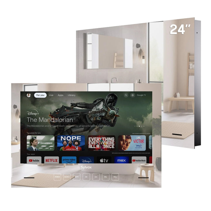 24" Waterproof Smart Mirror TV for Bathroom (Embedded Wall Model）