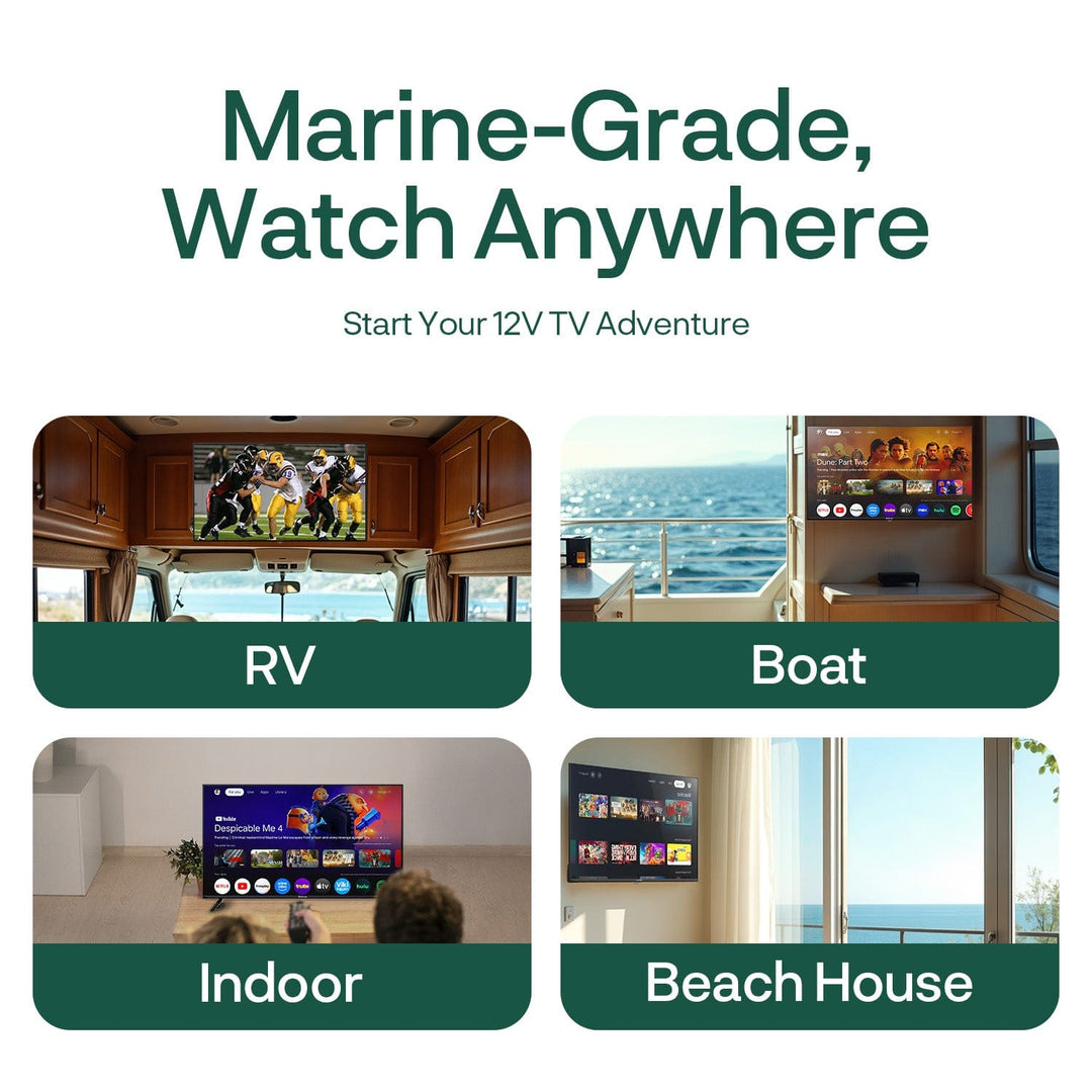 <b>NEW</b> - 40" 12V Google No-DVD TV for Home and Marine Use (Marina series)