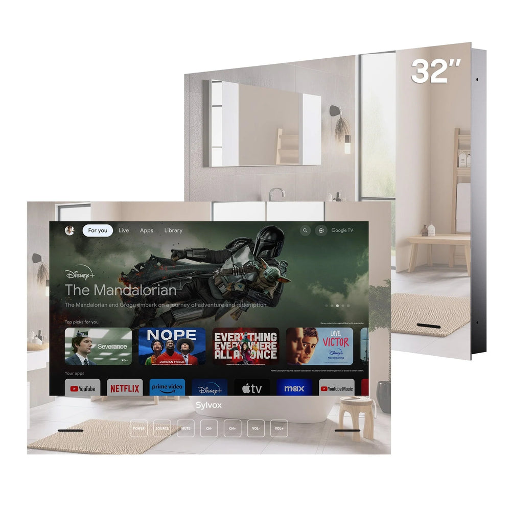 32" Waterproof Smart Mirror TV for Bathroom (Embedded Wall Model）