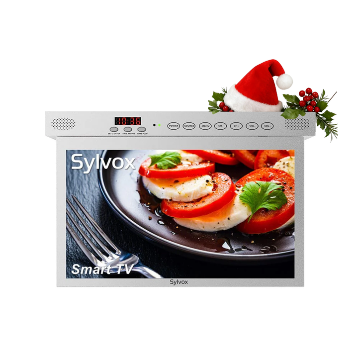 Sylvox 15.6'' Smart Under Cabinet TV for Kitchen(Silver)