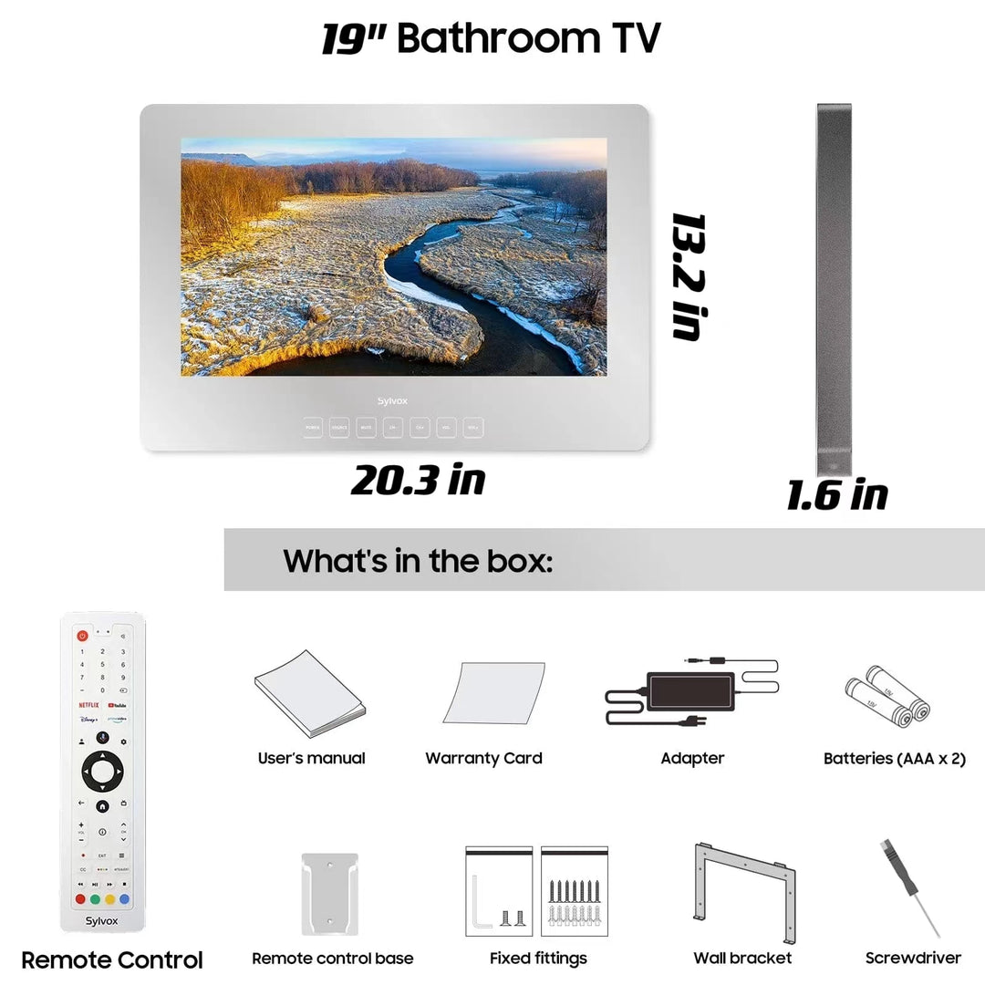 19" Waterproof Smart Magic Mirror TV for Bathroom(2024 On Wall Model）