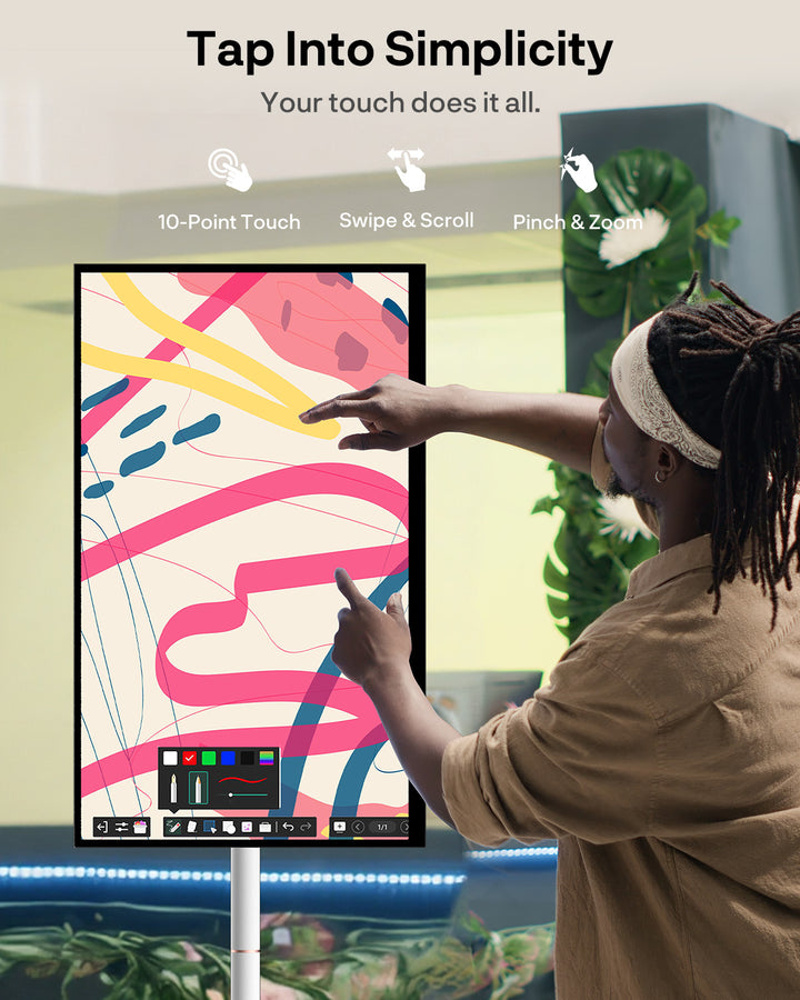 <b>NEW</b> - Sylvox 27'' Rolling TV – Portable Battery-Powered Smart Touch Screen