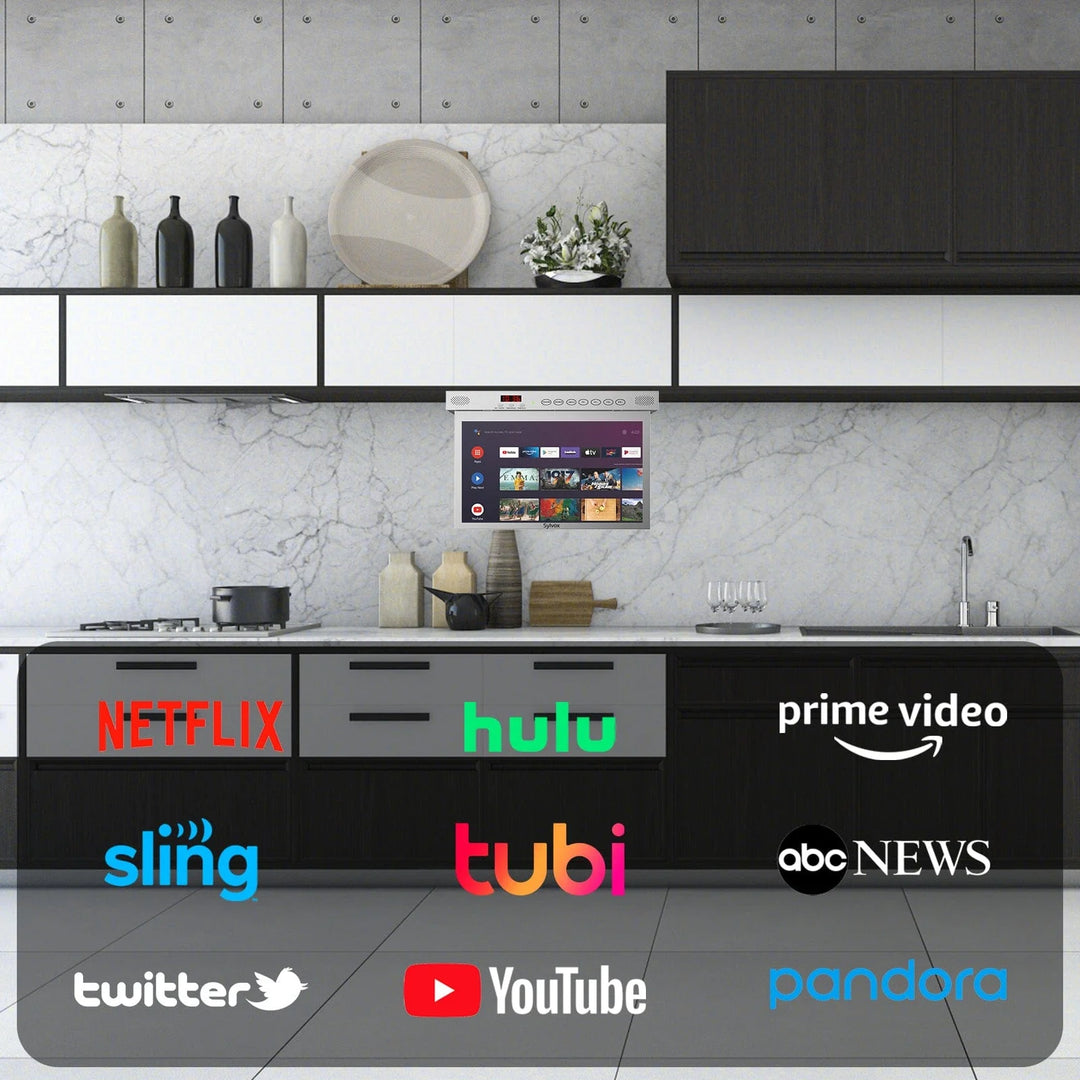 Sylvox 15.6“ Smart Under Cabinet TV for Kitchen(Silver)