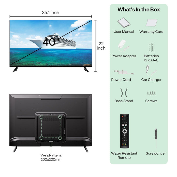 <b>NEW</b> - 40" 12V Google No-DVD TV for Home and Marine Use (Marina series)