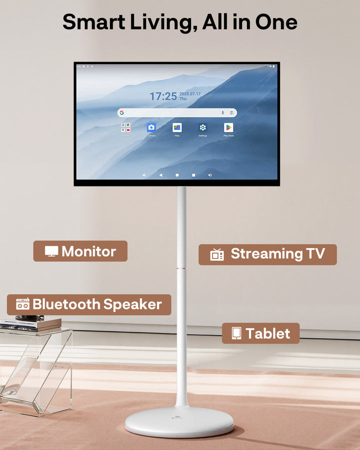 <b>NEW</b> - Sylvox 27'' Rolling TV – Portable Battery-Powered Smart Touch Screen