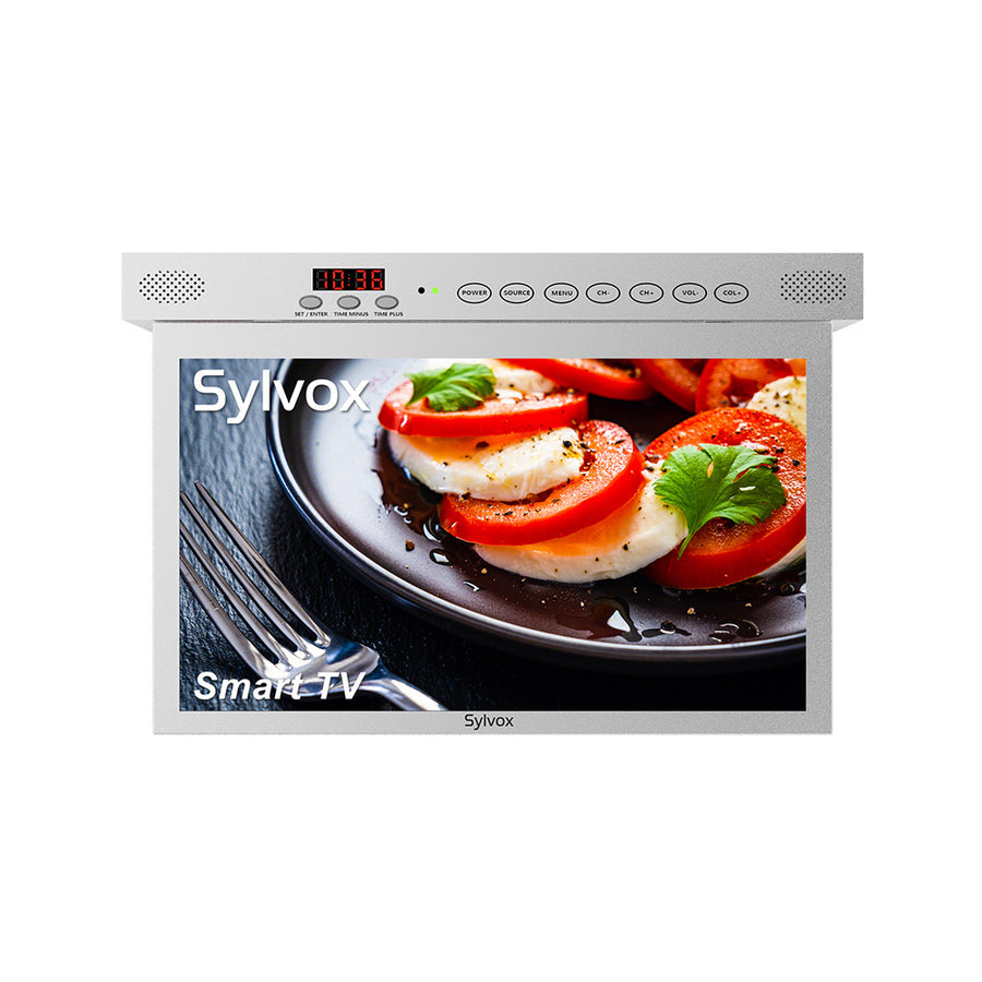 Sylvox 15.6“ Smart Under Cabinet TV for Kitchen(Silver)